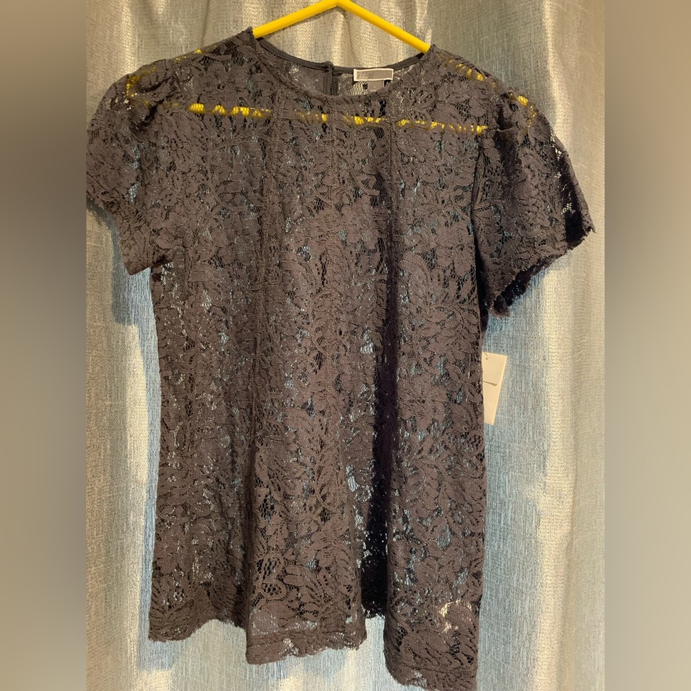 Versatile lace layering piece. Short sleeves. Size L. Purchased at Nordstrom